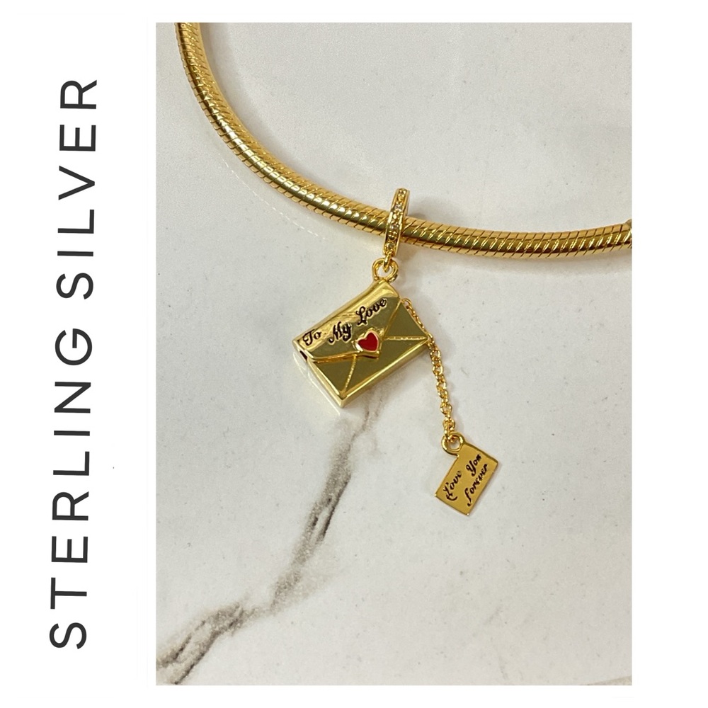 Private Label Gold Envelope Bracelet with Red Heart